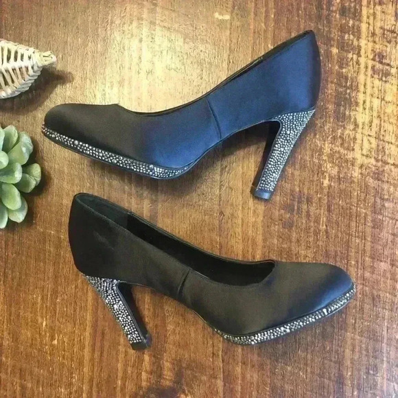 Bijou New York | Black Heels w/Rhinestone Accent on Heels & Trim, Style - “Glow” - Picture 2 of 6